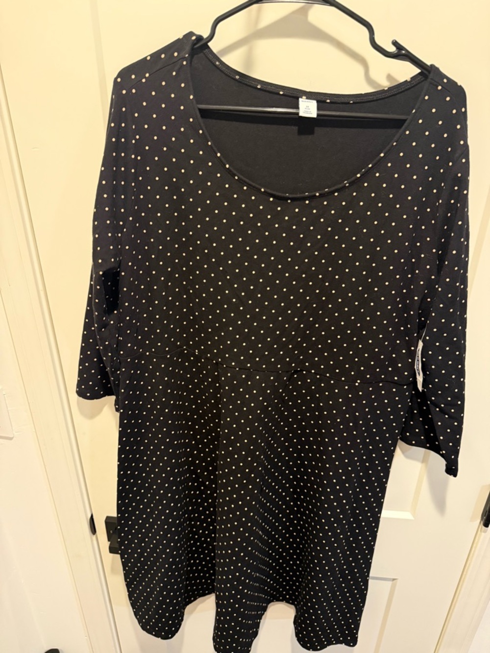 Old Navy Black Dress with White Polka Dots - Long Sleeve